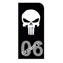 Charger l'image dans la galerie, Sticker personnalisé pour plaque d'immatriculation MOTO, N° dept. fond Noir