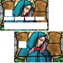 Load image into Gallery viewer, La vierge du vitrail - Sticker pour carte bancaire, disponible en deux formats.