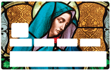 Load image into Gallery viewer, La vierge du vitrail - Sticker pour carte bancaire, disponible en deux formats.