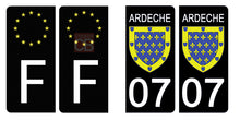 Charger l&#39;image dans la galerie, 07 ARDECHE - Stickers pour plaque d&#39;immatriculation, disponible pour AUTO et MOTO
