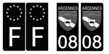 Charger l&#39;image dans la galerie, 08 ARDENNES - Stickers pour plaque d&#39;immatriculation, disponible pour AUTO et MOTO
