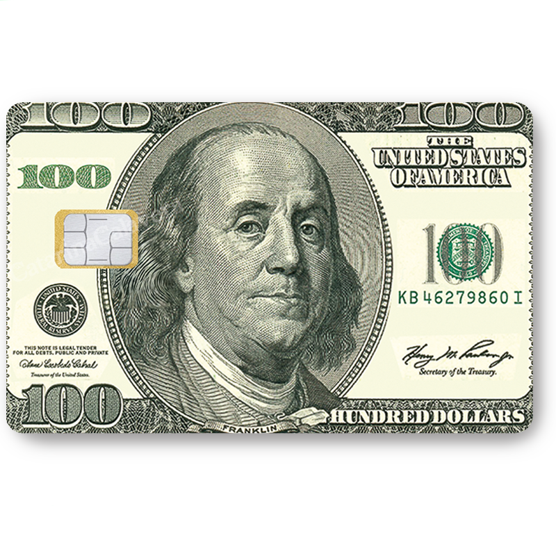 100 dollars- sticker pour carte bancaire