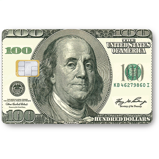 100 dollars- sticker pour carte bancaire