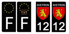 Charger l&#39;image dans la galerie, 12 AVEYRON - Stickers pour plaque d&#39;immatriculation, disponible pour AUTO et MOTO
