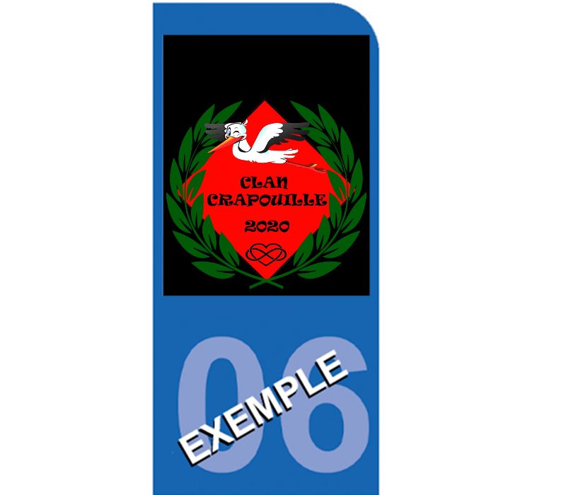 Sticker pour plaque d'immatriculation MOTO, fond bleu