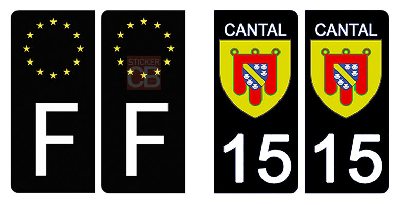 15 Cantal nouveau logo Noir autocollant plaque immatriculation auto