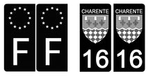Charger l&#39;image dans la galerie, 16 CHARENTE - Stickers pour plaque d&#39;immatriculation, disponible pour AUTO et MOTO
