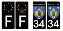 Charger l&#39;image dans la galerie, 34 MONTPELLIER, HERAULT - Stickers pour plaque d&#39;immatriculation, disponible pour AUTO et MOTO
