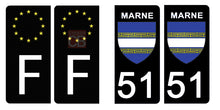 Charger l&#39;image dans la galerie, 51 MARNE - Stickers pour plaque d&#39;immatriculation, disponible pour AUTO et MOTO
