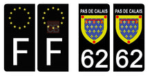 Charger l&#39;image dans la galerie, 62 PAS DE CALAIS - Stickers pour plaque d&#39;immatriculation, disponible pour AUTO et MOTO
