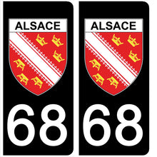 Charger l&#39;image dans la galerie, 68 ALSACE - Stickers pour plaque d&#39;immatriculation, disponible pour AUTO et MOTO
