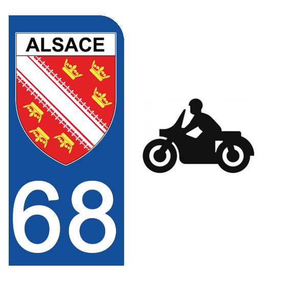 68 ALSACE - Stickers pour plaque d'immatriculation, disponible pour AUTO et MOTO