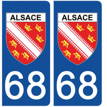 Charger l&#39;image dans la galerie, 68 ALSACE - Stickers pour plaque d&#39;immatriculation, disponible pour AUTO et MOTO
