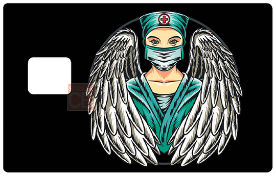 Ange Hospitalier - Sticker pour carte bancaire, disponible en deux formats.