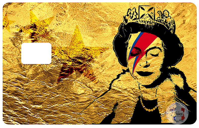 Tribute to Bowie Vs Banksy gold - sticker pour carte bancaire, 2 formats de carte bancaire disponibles