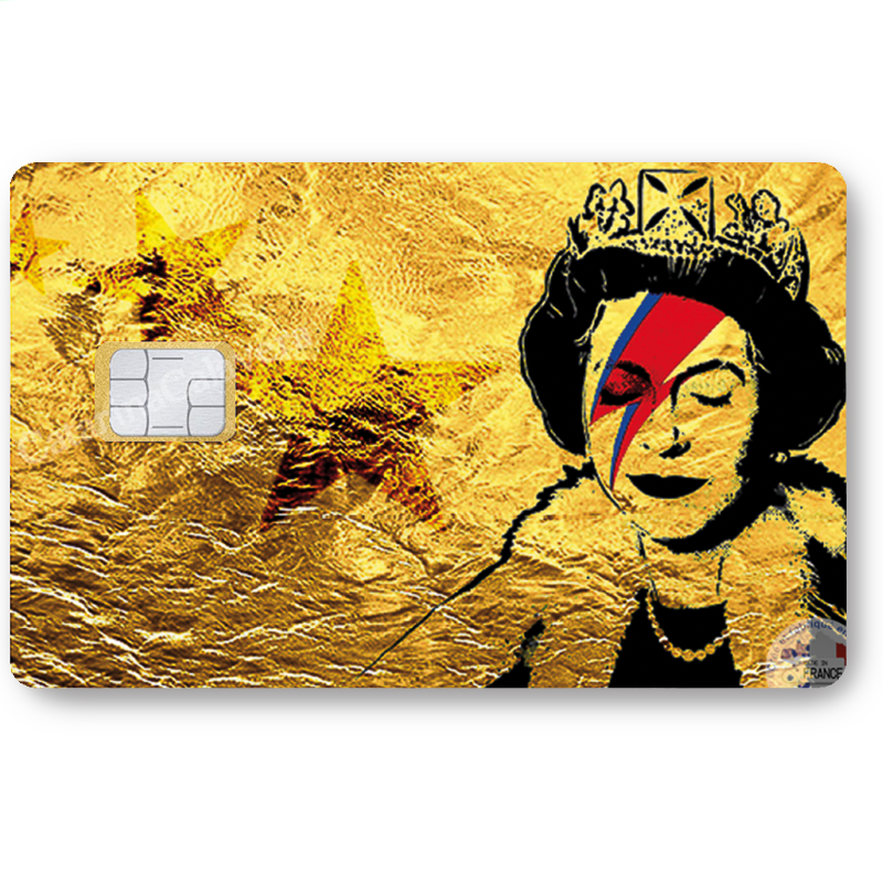 Tribute to Bowie Vs Banksy gold - sticker pour carte bancaire, 2 formats de carte bancaire disponibles