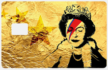 Charger l&#39;image dans la galerie, Tribute to Bowie Vs Banksy gold - sticker pour carte bancaire, 2 formats de carte bancaire disponibles
