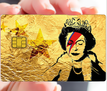 Charger l&#39;image dans la galerie, Tribute to Bowie Vs Banksy gold - sticker pour carte bancaire, 2 formats de carte bancaire disponibles

