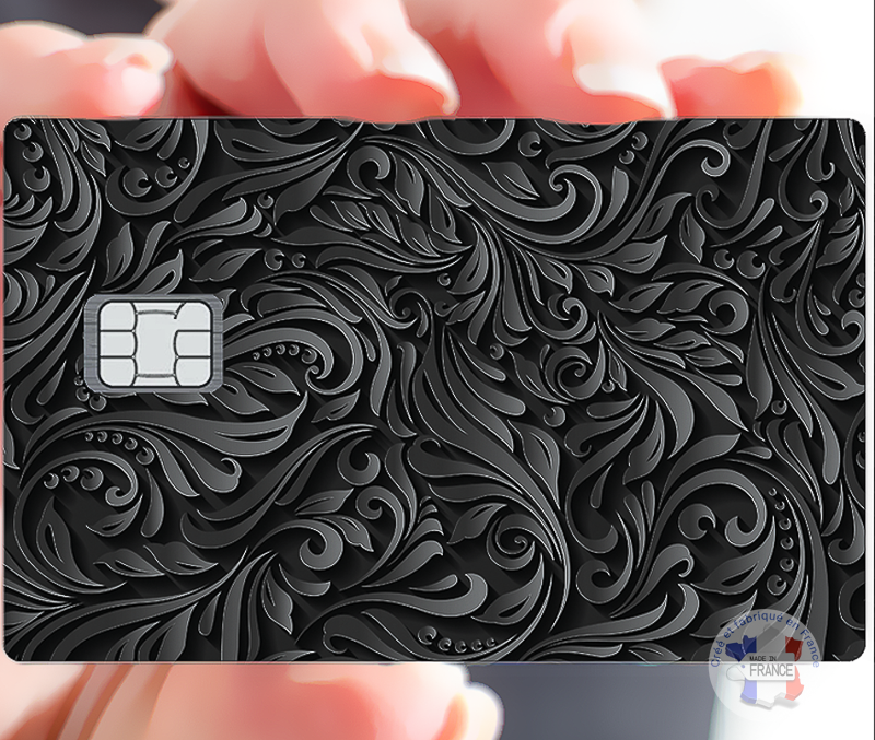 Cachemire noir - sticker pour carte bancaire, format US