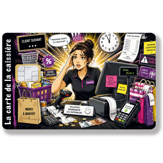 Les métiers - La carte de la caissiére - Sticker pour carte bancaire, Format US