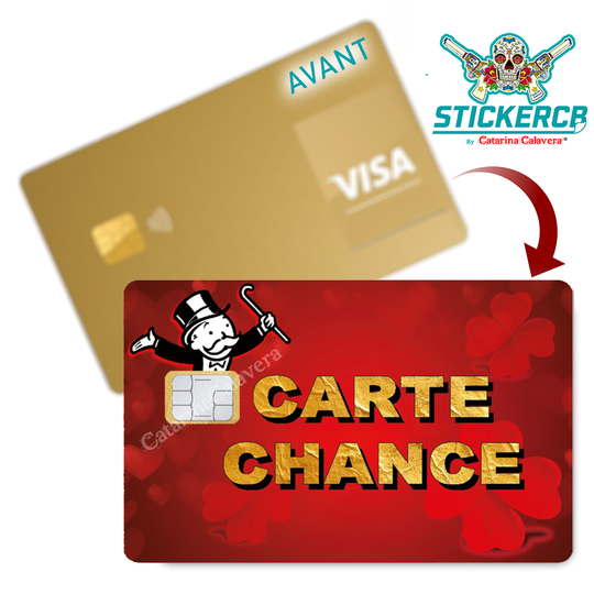 Carte Chance - Sticker pour carte bancaire, disponible en deux formats.