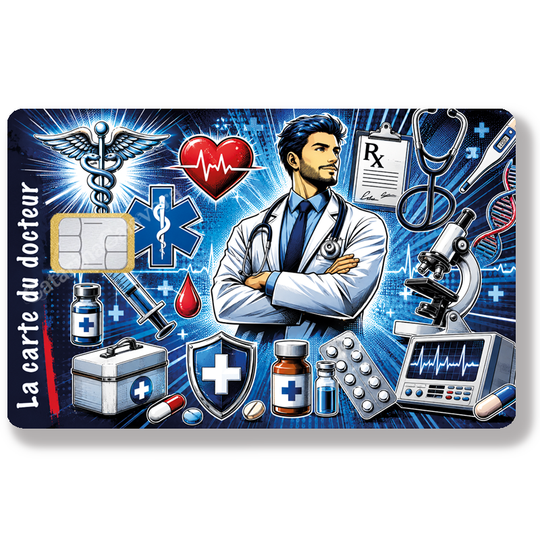 Les métiers - La carte du docteur - Sticker pour carte bancaire, Format US