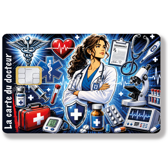 Les métiers - La carte du medecin - Sticker pour carte bancaire, Format US