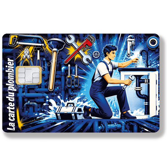Les métiers - La carte du plombier - Sticker pour carte bancaire, Format US