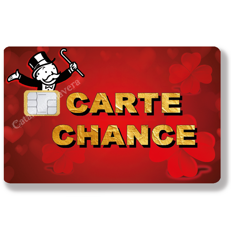 Carte Chance - Sticker pour carte bancaire, disponible en deux formats.