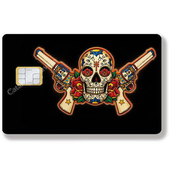 Catarina Calavera, la santa muorte, black - Sticker pour carte bancaire, format US