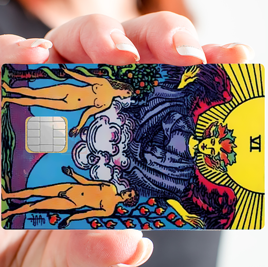 Tarot, carte de l'amoureux - Sticker pour carte bancaire, format US