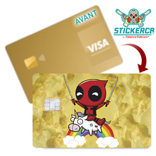 Charger l'image dans la galerie, Deadpool et sa licorne- sticker pour carte bancaire, format US

