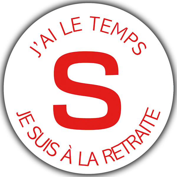 Sticker disque conduite SENIOR, j'ai le temps... Je suis à la retraite ...