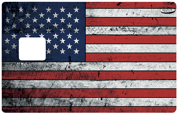 American flag used- Sticker pour carte bancaire, 2 formats de carte bancaire disponibles
