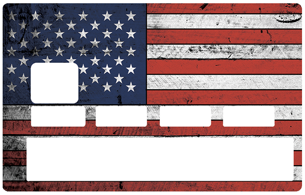 American flag used- Sticker pour carte bancaire, 2 formats de carte bancaire disponibles