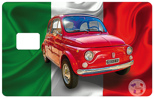 Fiat 500 en Italie - sticker pour carte bancaire, format US