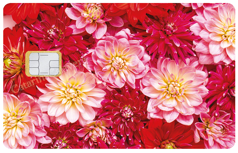 Fleurs rouges - sticker pour carte bancaire, 2 formats de carte bancaire disponibles