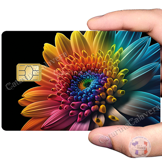 Fleur Arc en ciel - Sticker pour carte bancaire, format US
