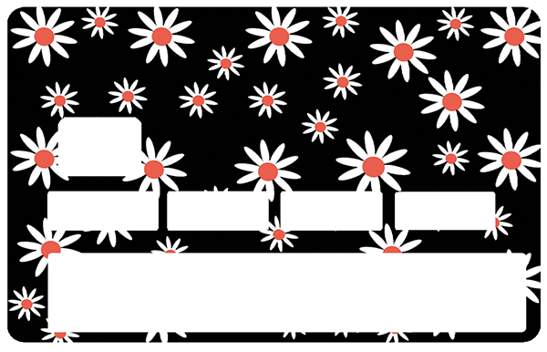 Fleur marguerite au noir - sticker pour carte bancaire, 2 formats de carte bancaire disponibles