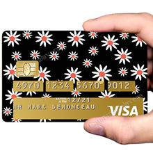 Laden Sie das Bild in die Galerie, Gänseblümchenblume in Schwarz – Aufkleber für Bankkarte, 2 Bankkartenformate verfügbar