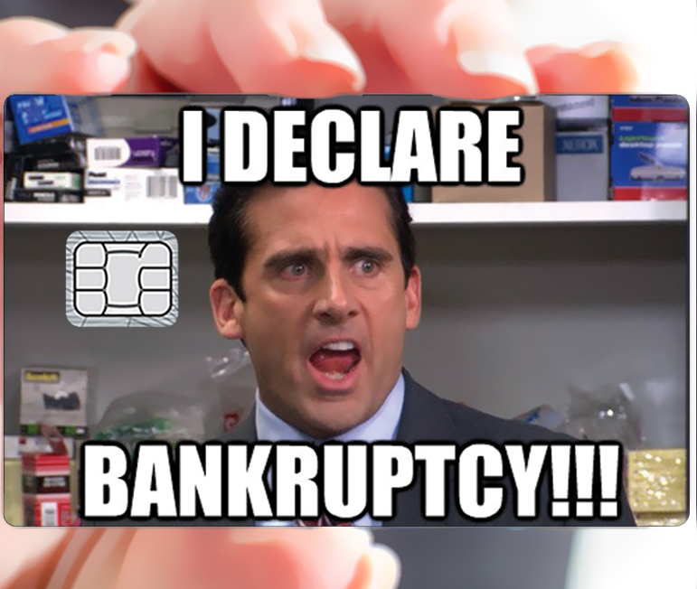 I declare bankruptcy - sticker pour carte bancaire, format US