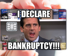 Загрузите изображение в галерею, объявляю о банкротстве - наклейка на банковскую карту, формат США