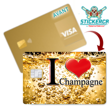 Charger l'image dans la galerie, I love CHAMPAGNE – Sticker pour carte bancaire, disponible en deux formats.
