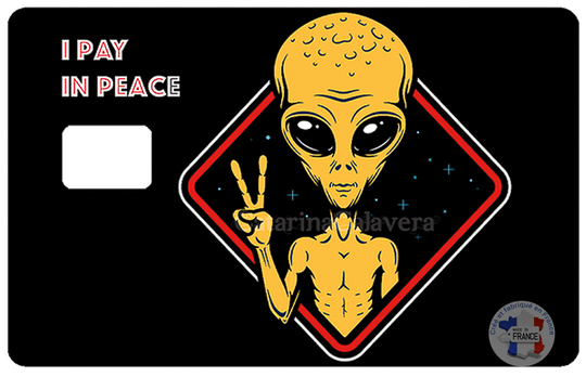I Pay in peace - sticker pour carte bancaire, format US