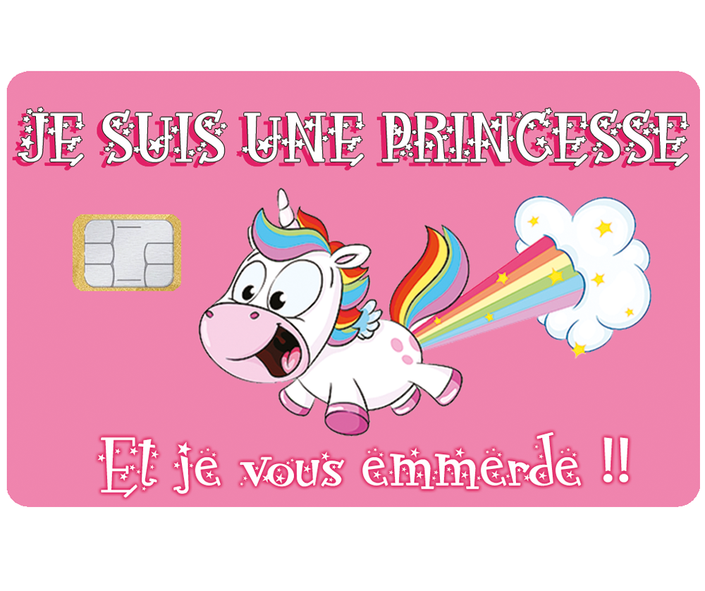 Je suis une Princesse - sticker pour carte bancaire, 2 formats de carte bancaire disponibles
