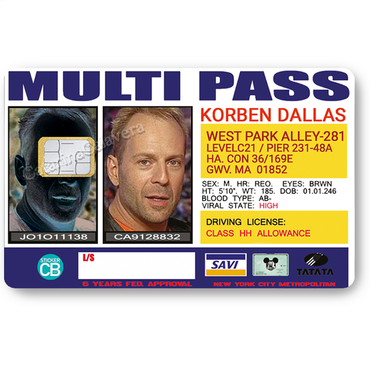 KORBEN Multi Pass – Sticker pour carte bancaire, disponible en deux formats.