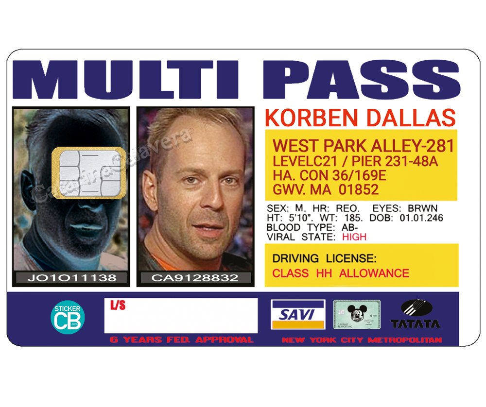 KORBEN Multi Pass - Sticker pour carte bancaire, format US