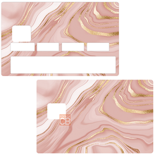 Bild in die Galerie hochladen, rosa und goldener Marmor – Kreditkartenaufkleber