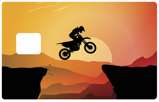 Sunset Motocross - Sticker pour carte bancaire, disponible en deux formats.