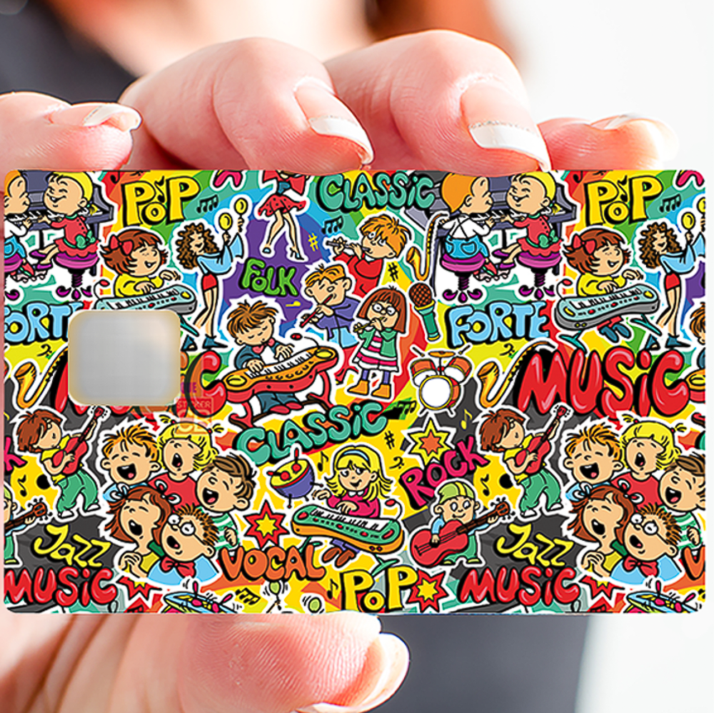 MUSIC  - sticker pour carte bancaire, 2 formats de carte bancaire disponibles